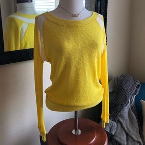 Yellow and sheer lace, lightweight sweater/blouse